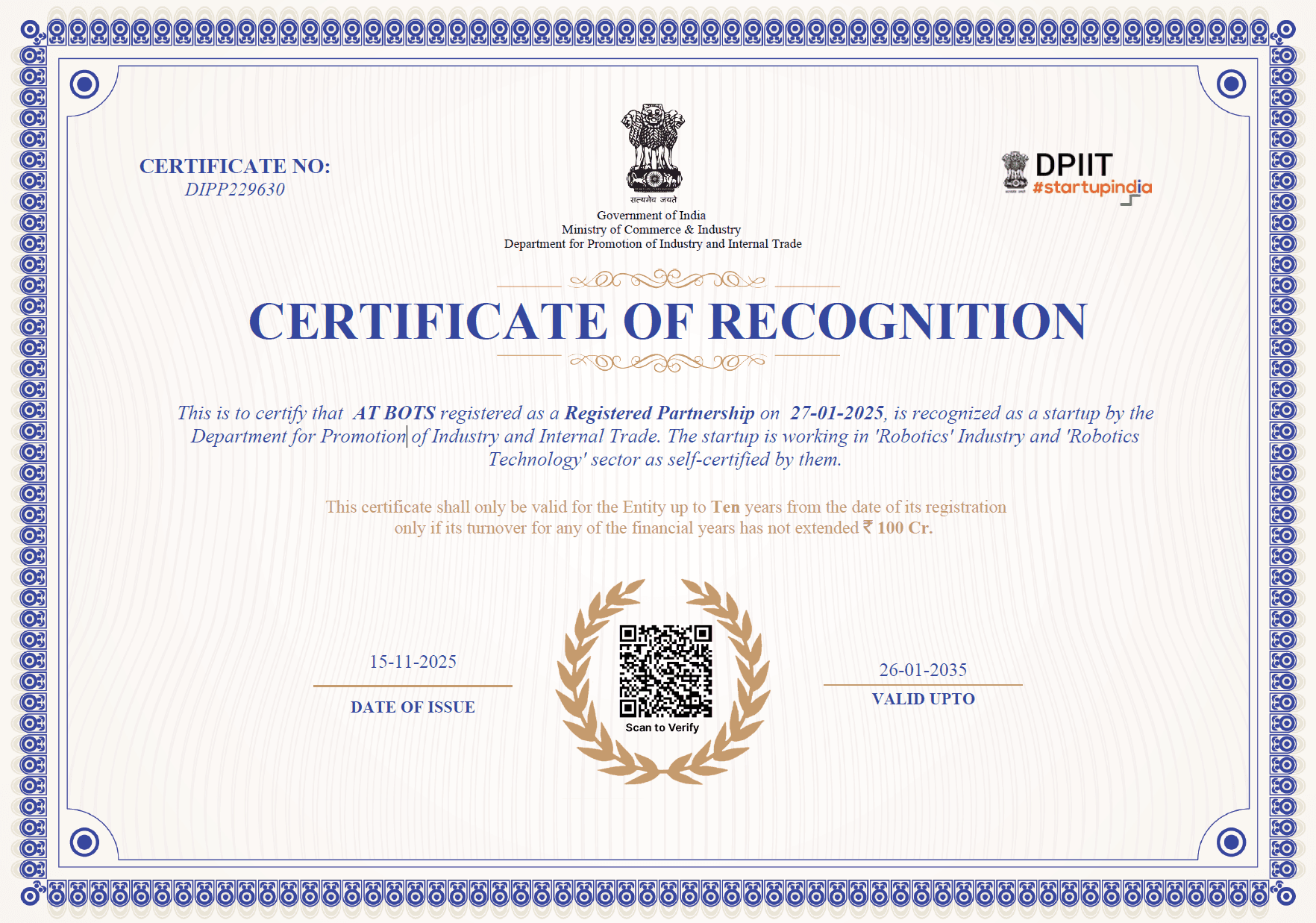 DPIIT Recognized Startup